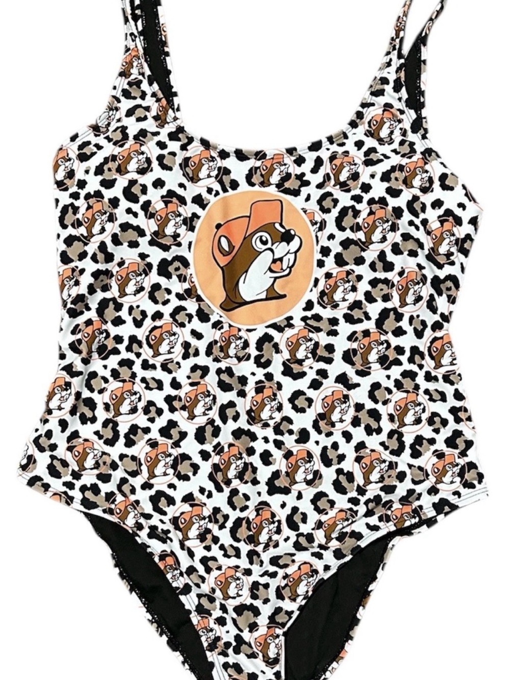 Buc-ee's -Women’s Bathing Suit Size Large Leopard Print Logo One-piece Swimsuit
